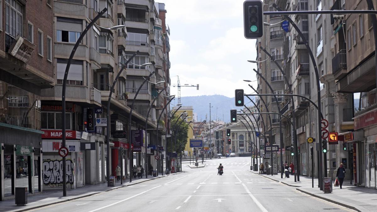 La Gran Vía, prácticamente vacía.