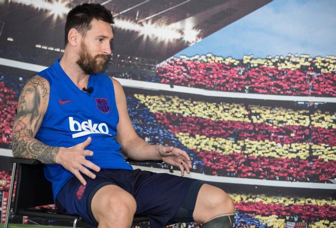 Messi, en una de sus entrevistas con SPORT