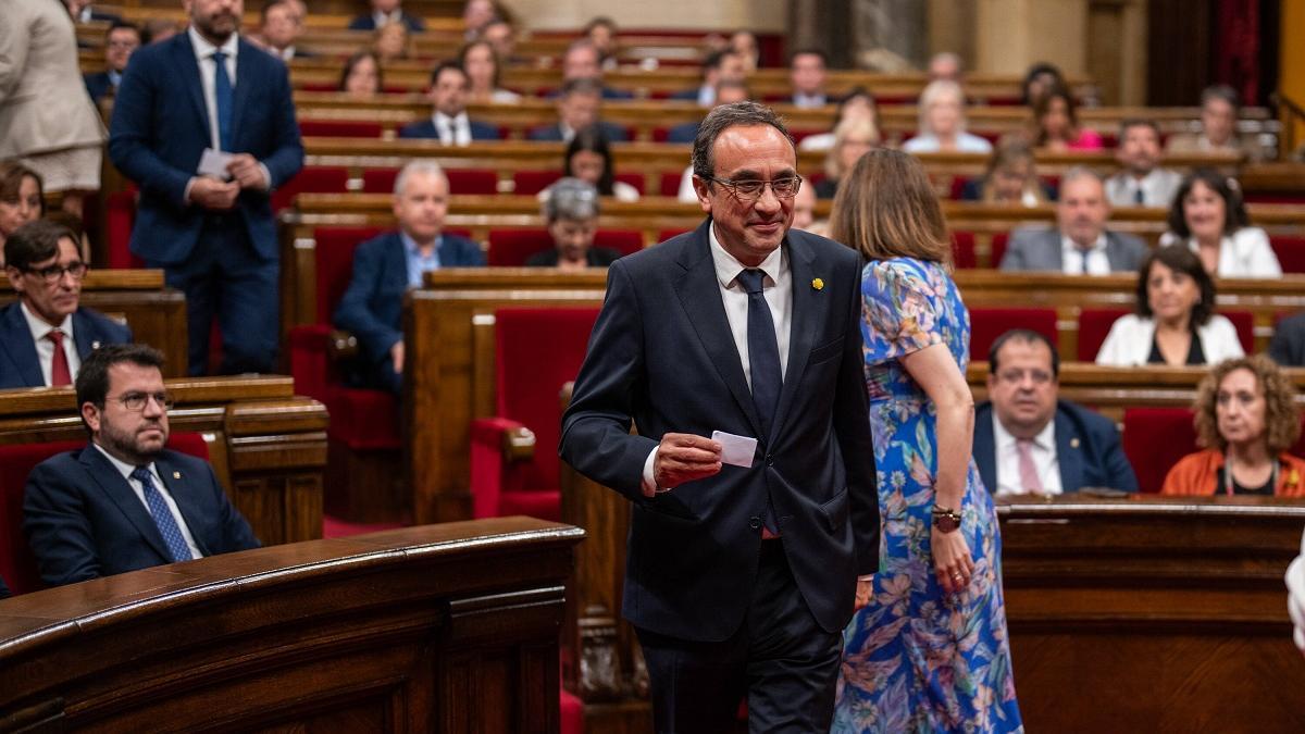 El presidente del Parlament, Josep Rull, en el hemiciclo
