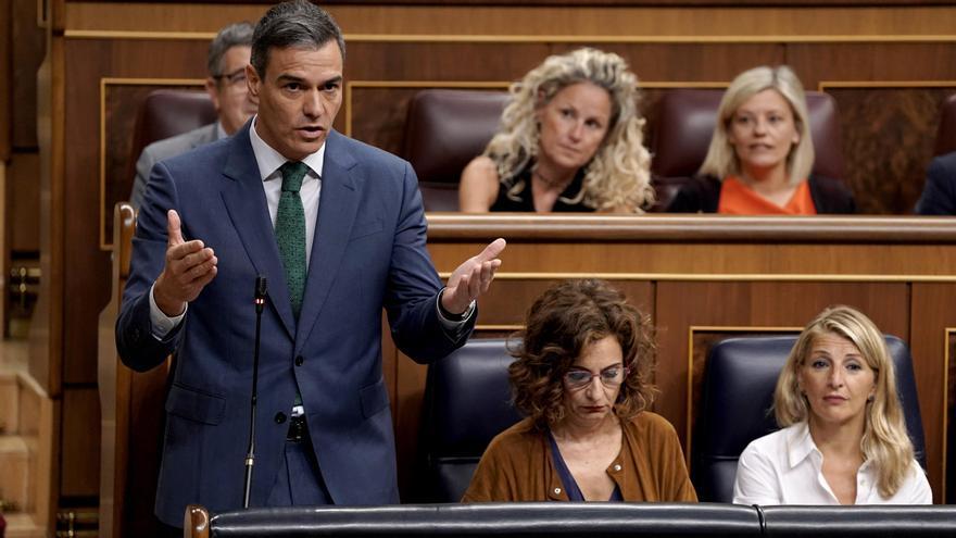 El presidente del Gobierno, Pedro Sánchez, durante la sesión de control al Gobierno este miércoles.