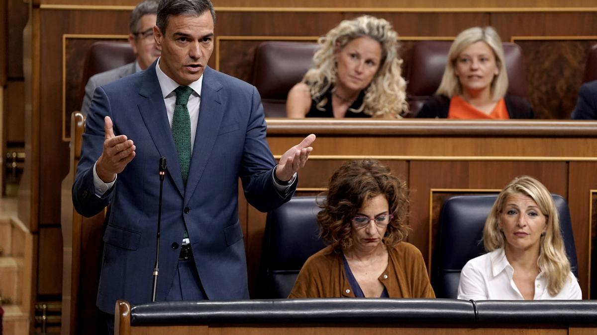 El presidente del Gobierno, Pedro Sánchez, durante la sesión de control al Gobierno este miércoles.