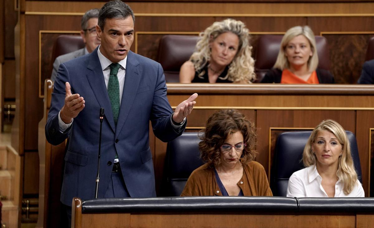 El presidente del Gobierno, Pedro Sánchez, durante la sesión de control al Gobierno este miércoles.