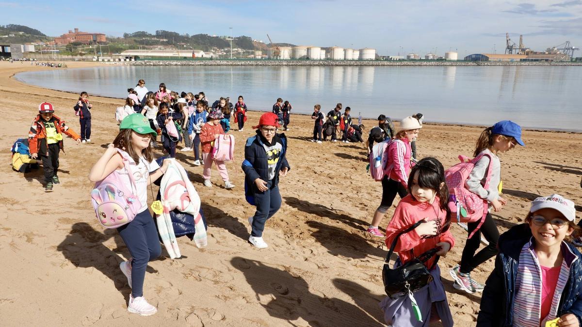 Alumnos de 24 colegios culminan el proyecto "SwinSafe" en la playa del Arbeyal