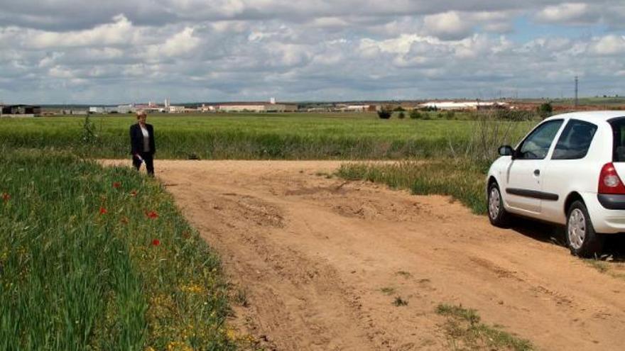 Una mujer transita por uno de los caminos rurales en las inmediaciones de Toro.