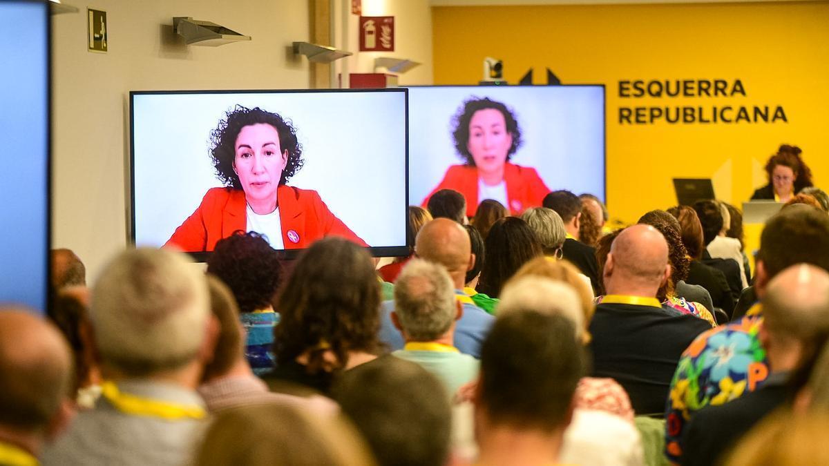 Marta Rovira, durante su intervención en el consejo nacional de ERC.