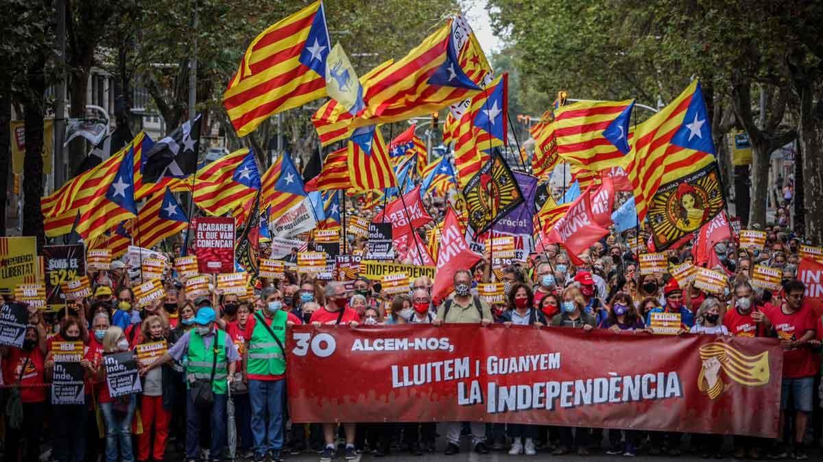 Manifestación de la plataforma 3 d'octubre en Barcelona.