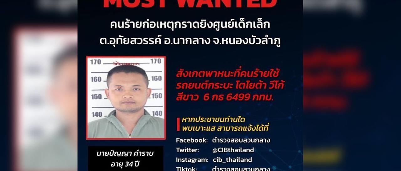 El hombre buscado por la matanza en Tailandia.