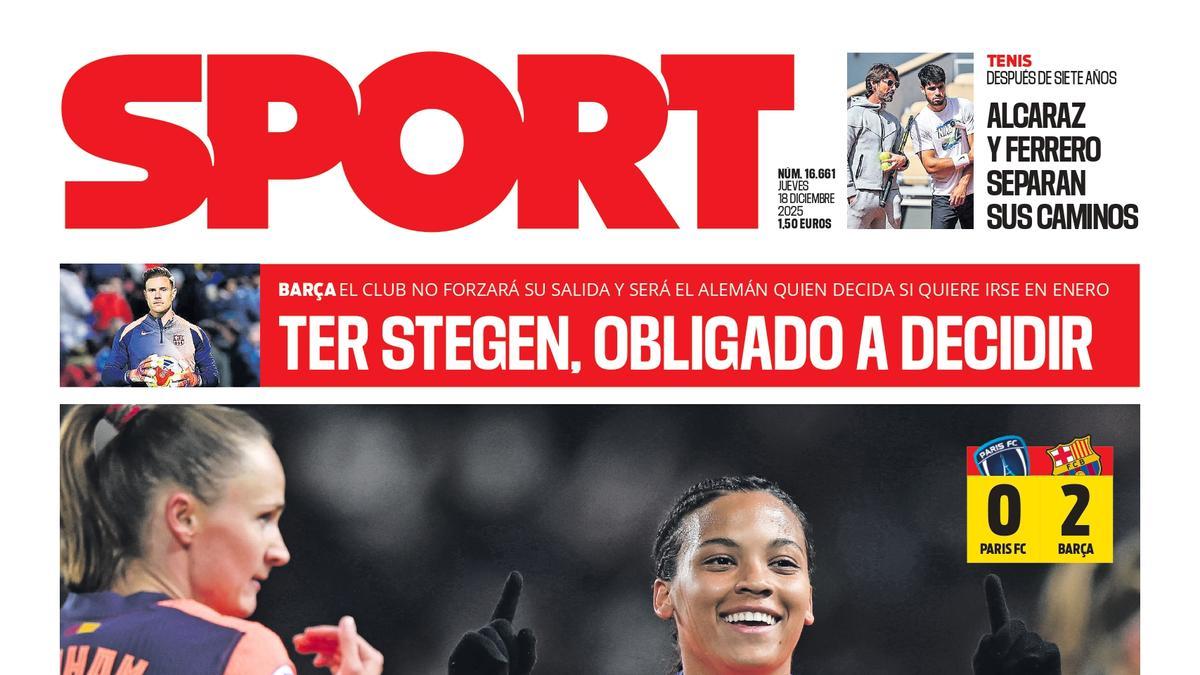 Esta es la portada de SPORT de hoy jueves, 18 de diciembre de 2025