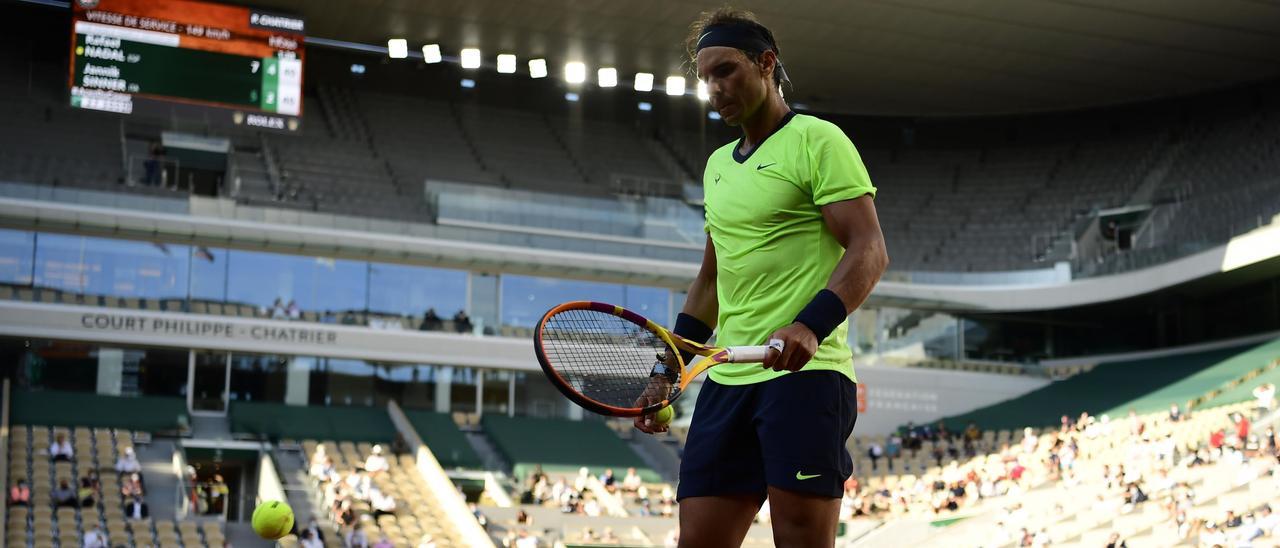 Nadal, en un momento de su partido de octavos ante Sinner.