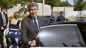 El presidente del PP, Alberto Núñez Feijóo, el 24 de junio en Madrid, tras participar en un foro de debate.