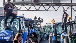 Tractores en la Diagonal de Barcelona.