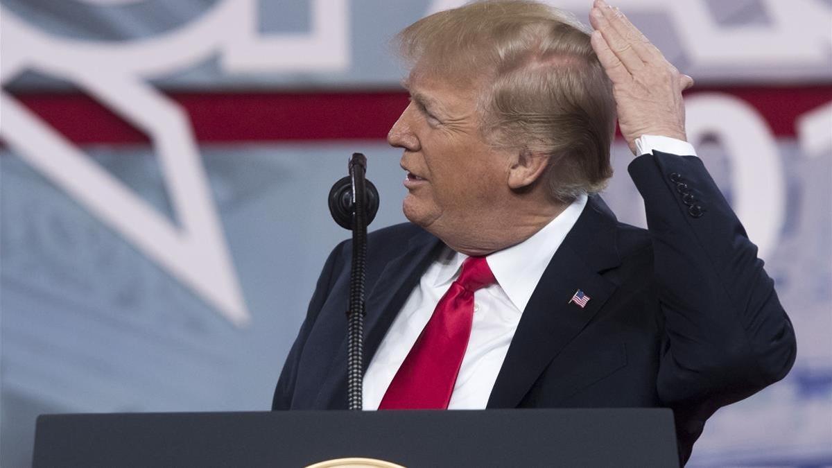 Donald Trump, en su discurso ante la CPAC, en Oxon Hill (Maryland)