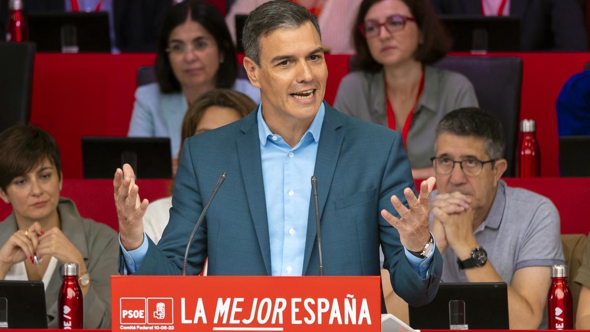 Pedro Sánchez, durante su intervención ante el comité federal del PSOE.