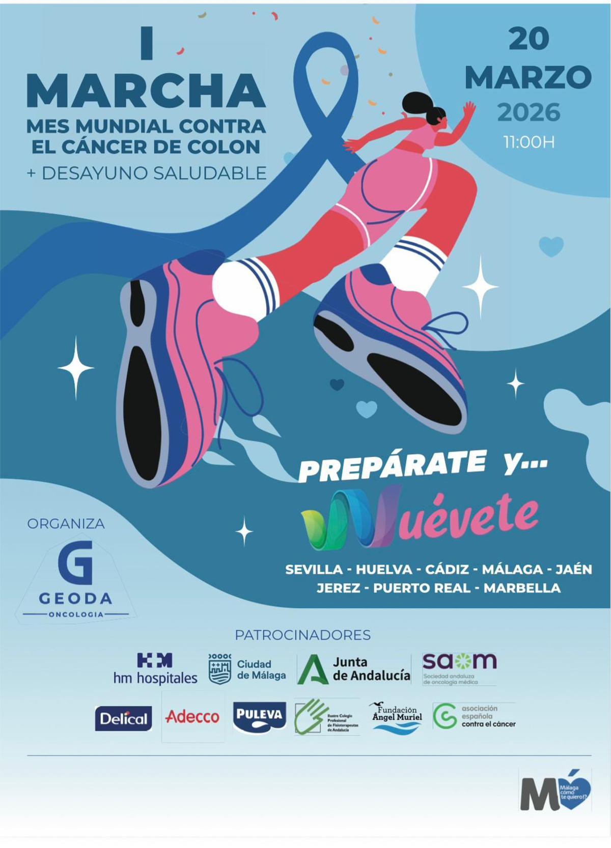 Cartel de la primera marcha contra el cáncer de colon.