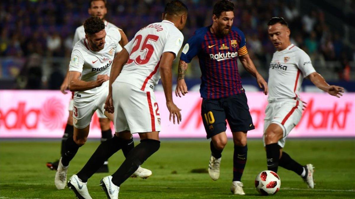 Messi, en un partido ante el Sevilla