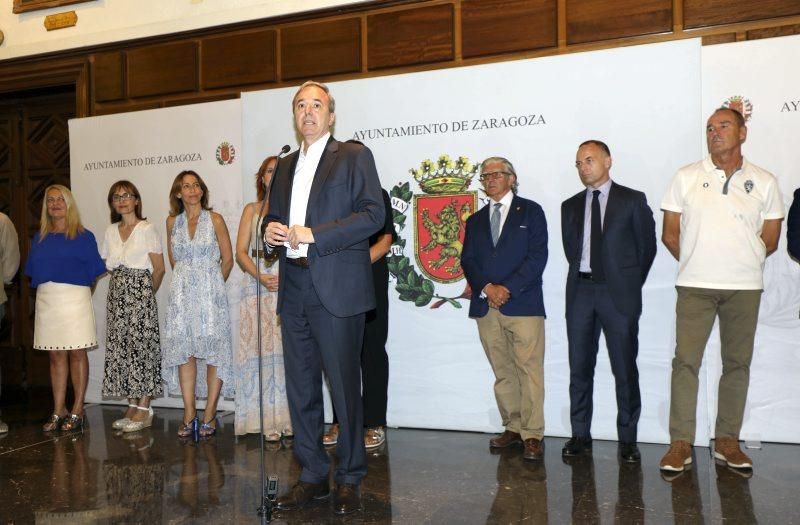 El Real Zaragoza en la Basílica del Pilar y en el Ayuntamiento de Zaragoza