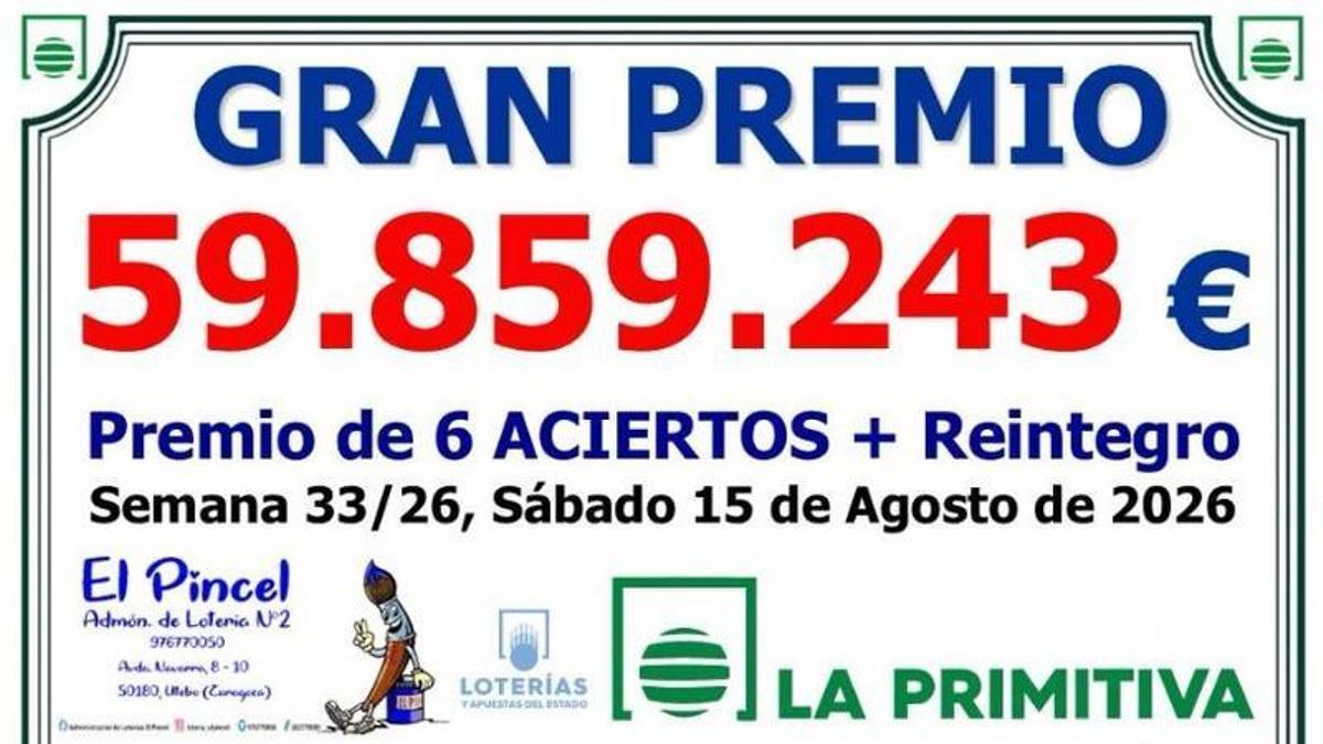 Cartel anunciando el premio por parte de la Administración El Pincel de Utebo