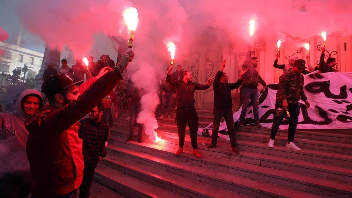 Protestas en Túnez en el séptimo aniversario de la revolución