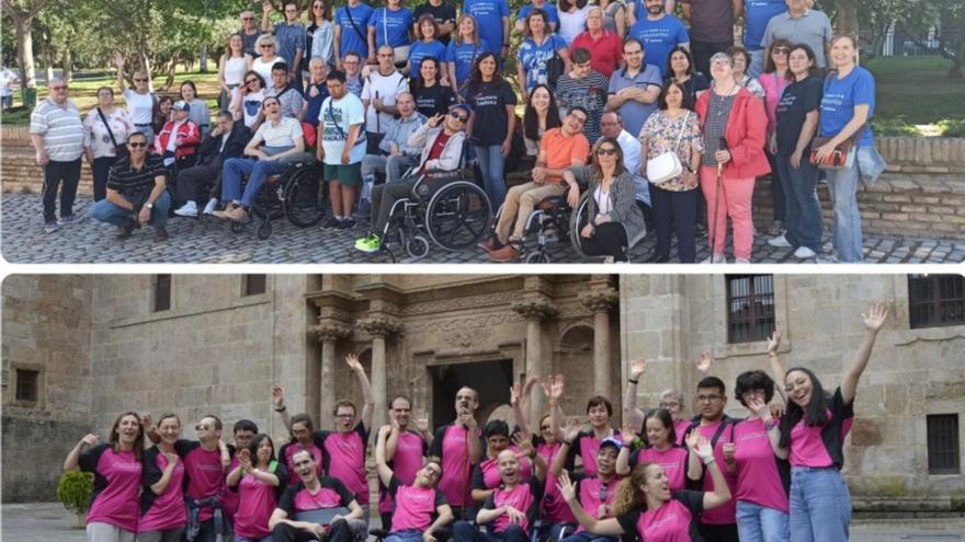 Los usuarios en sus visitas al Palacio de La Aljafería en Zaragoza y La Rioja. | SERVICIO ESPECIAL