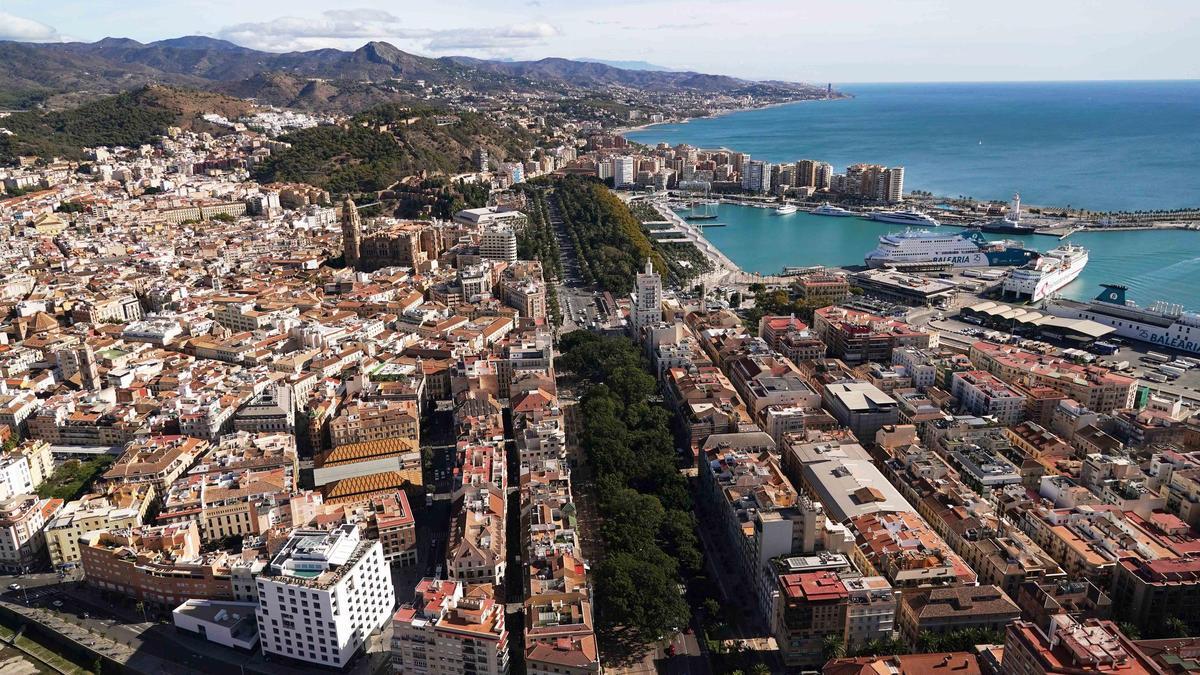 Una vista aérea de Málaga capital.