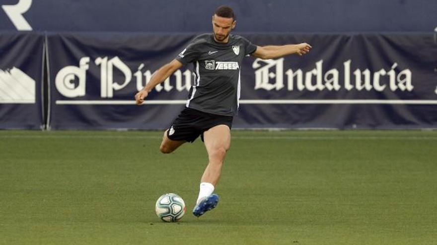 Lombán, entrenando en La Rosaleda