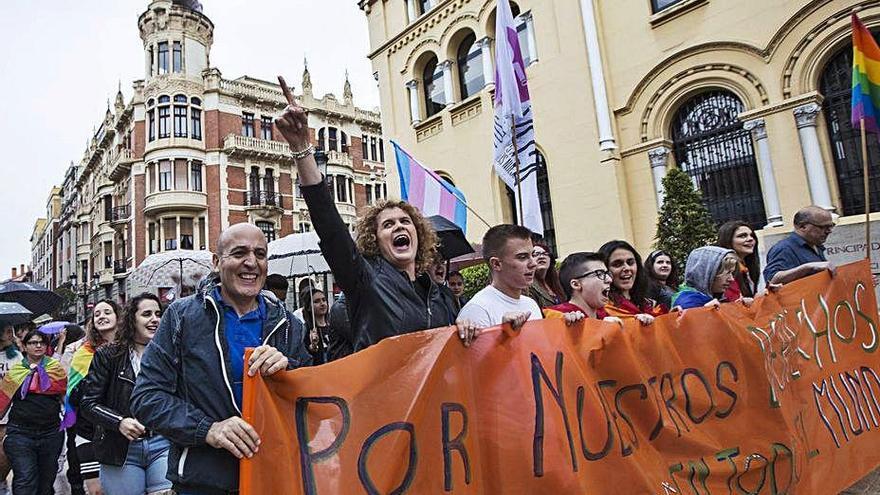 Participantes en una manifestación del Orgullo en Oviedo.
