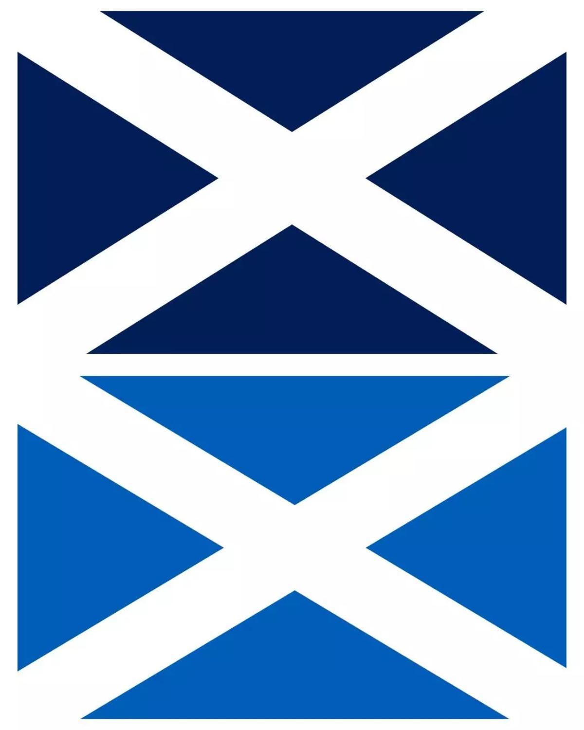 Bandera de Tenerife (arriba) y de Escocia (abajo) comparadas para ver su similitud