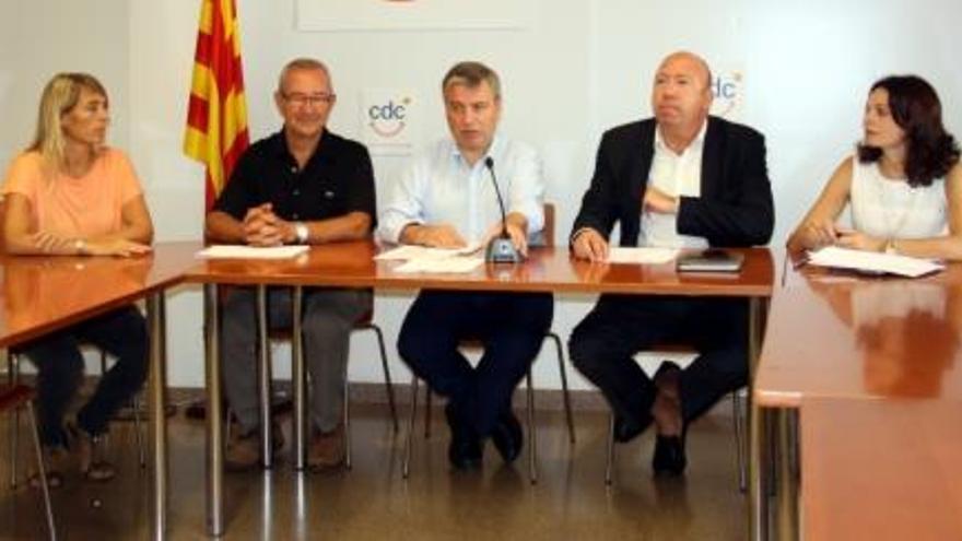 Un instat durant la presentació de la valoració dels projectes i pressupostos de l&#039;Estat per a les comarques gironines per al 2016 a la seu de CDC a Girona.