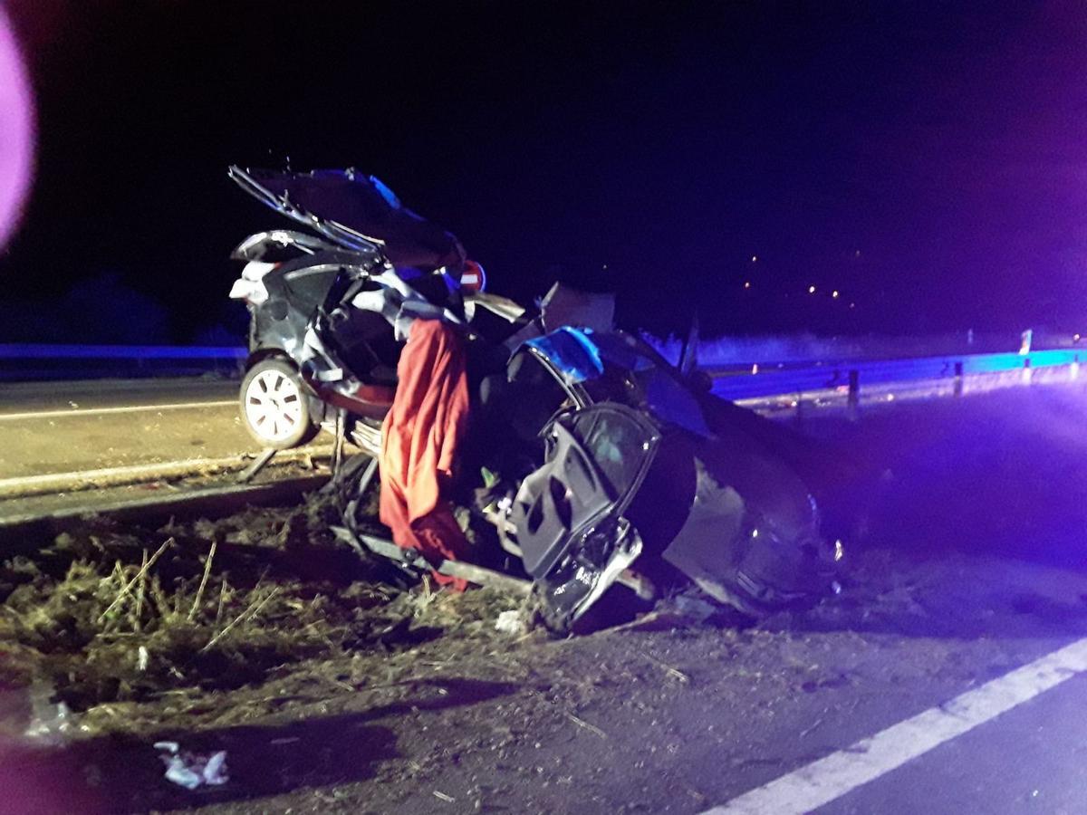 Accidente de tráfico mortal ocurrido en la carretera N-540 de Lugo provocado por un jabalí.