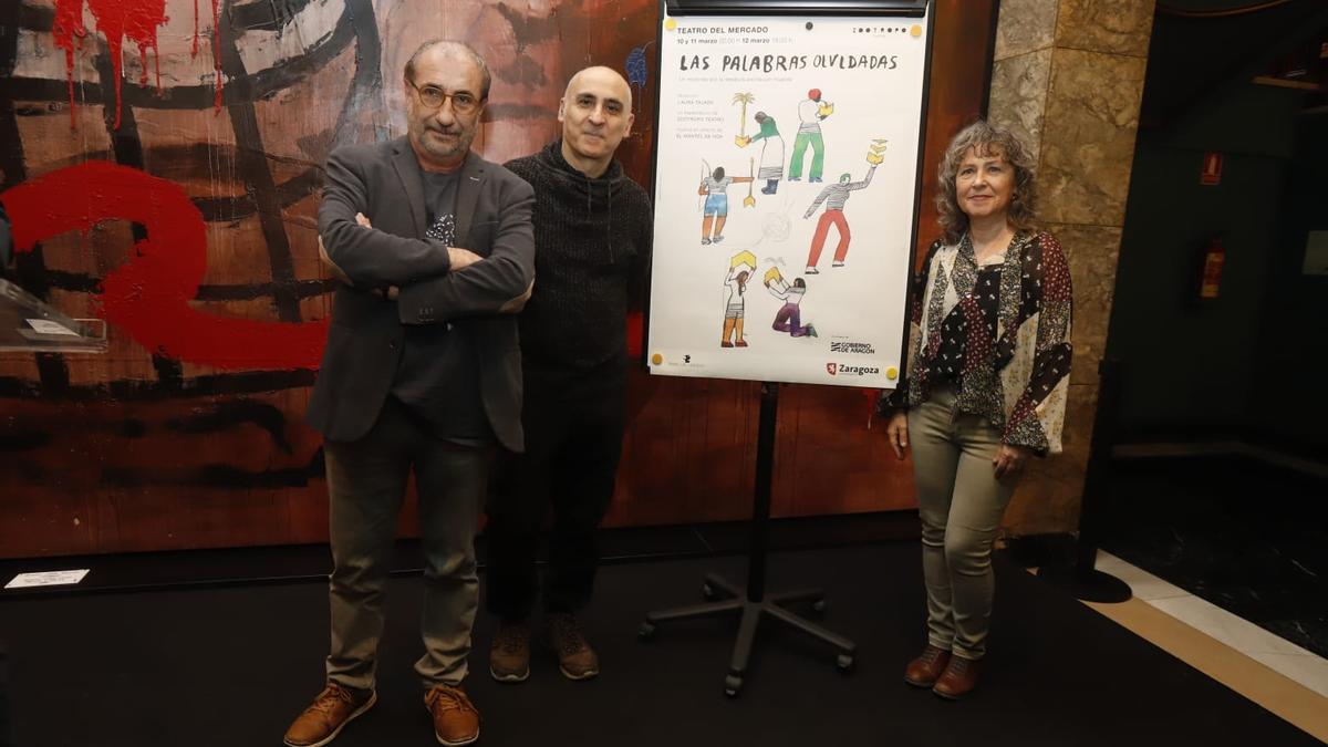 Miguel Ángel Fraile, Mariano Lasheras y Pilar Gonzalvo en el Teatro Principal de Zaragoza