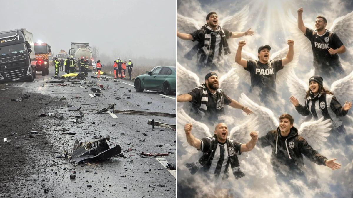 Imagen y homenaje a las víctimas del accidente antes del Lyon - PAOK