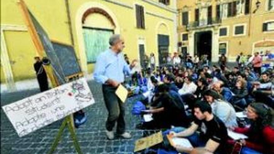 Leccion de protesta frente al parlamento