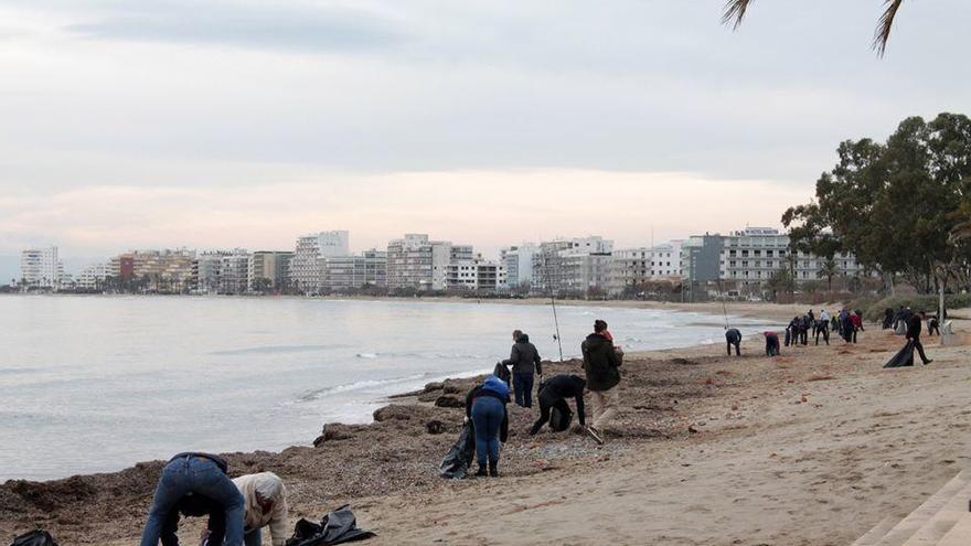 Un dels dies de neteja a la platja de Roses