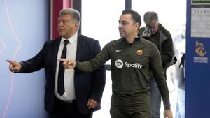 Joan Laporta and Xavi Hernandez press conference