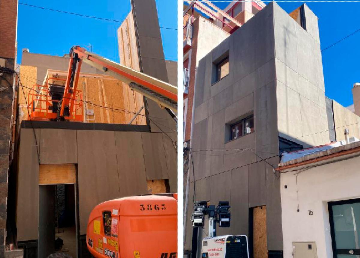 La fachada y laterales se ha hecho ensamblando piezas.