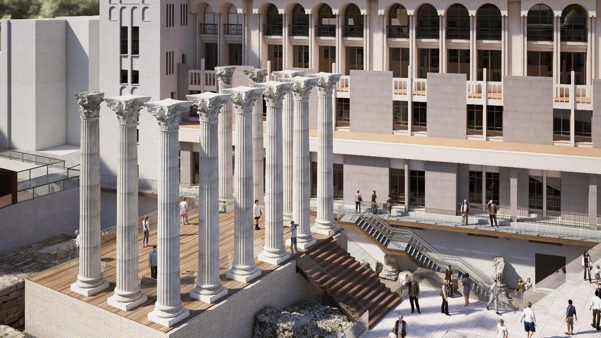 Imagen virtual del Templo Romano, después de la reforma.