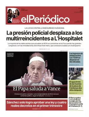 La portada de EL PERIÓDICO del 21 de abril de 2025