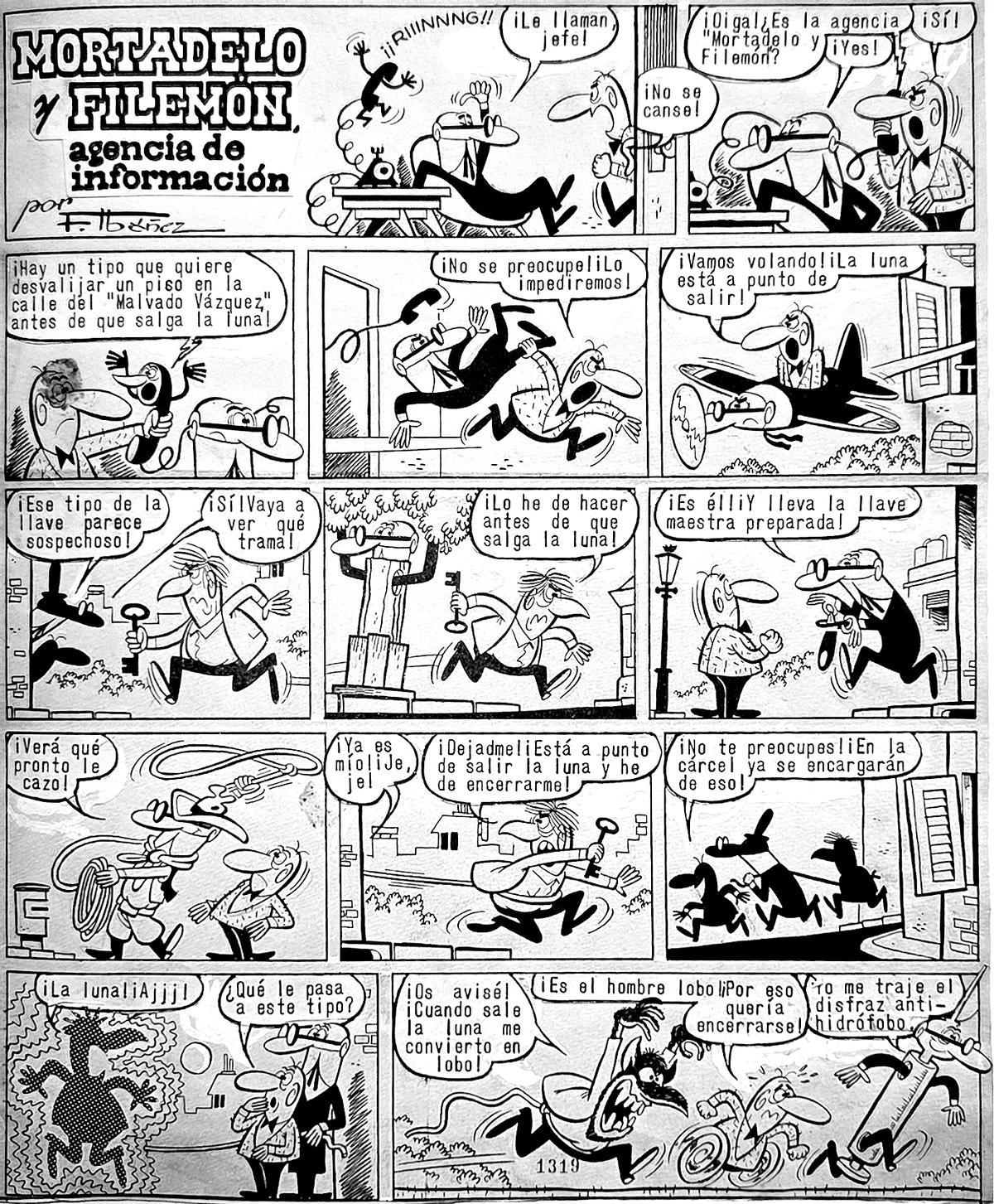 Original de la aventura de 'Mortadelo y Filemón, agencia de información' publicada en el número 1.584 de 'Pulgarcito'