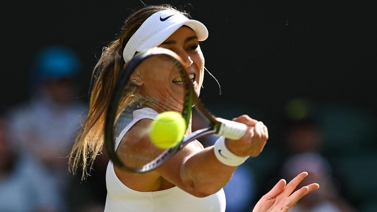 Badosa en el duelo frente a Halep