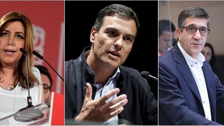 Susana Diaz, Pedro Sánchez y Patxi López.