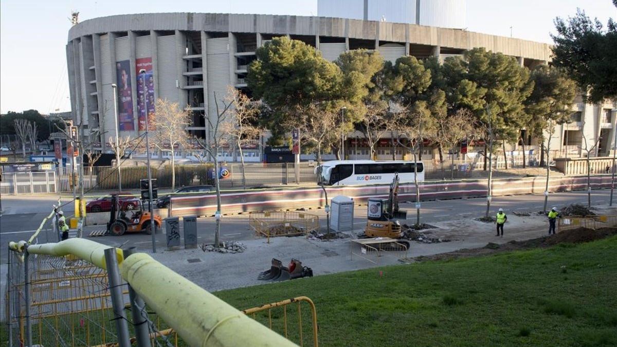 Vista de los exteriores del Camp Nou, el pasado febrero.