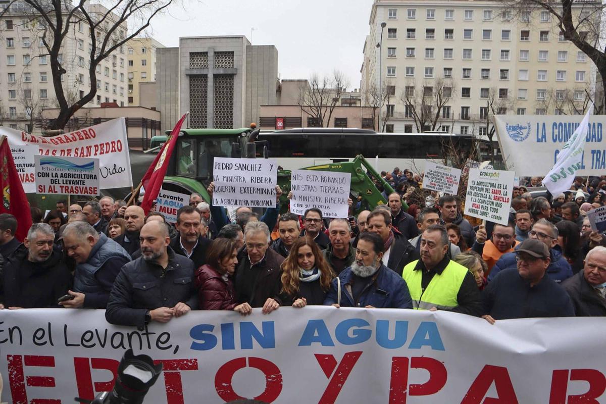 La manifestación contra el recorte del trasvase del Tajo-Segura el pasado mes de enero en Madrid.