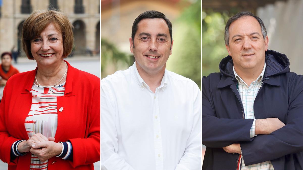 De izquierda a derecha, Mariví Monteserín (PSOE), alcaldesa de Avilés; Gerardo Sanz (PSOE), alcalde de Llanera; Alejandro Vega (PSOE), alcalde de Villaviciosa