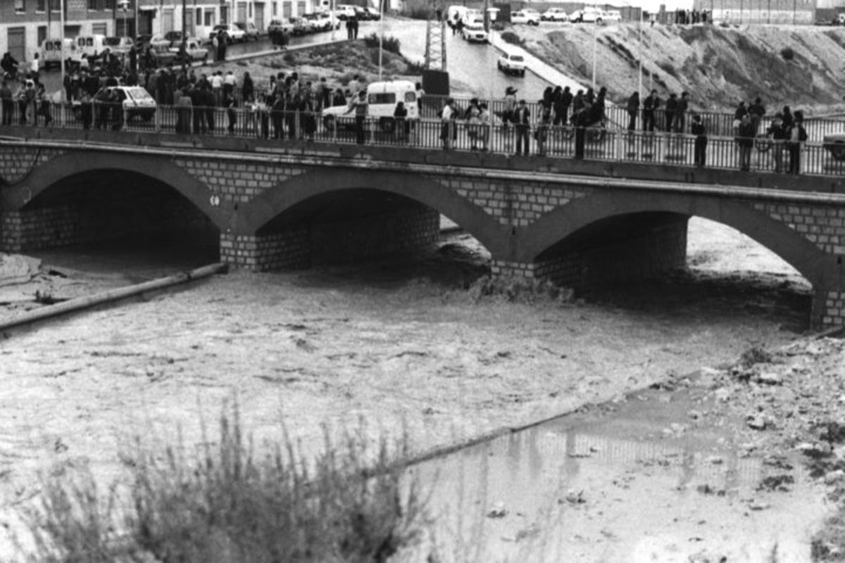 El río Vinalopó a su paso por el puente de Monóvar, entre los barrios de Caliu y Molinos de Félix de Elda.