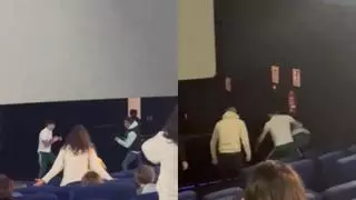 Un hombre grita a su mujer y desata una brutal pelea contra un boxeador en el estreno de la película 'Garfield' en León