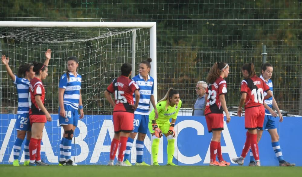 El equipo coruñés, superior, golpea tras el descanso con tantos de Peke, Gaby y Maya Solo el todopoderoso Barça, que hoy visita Huelva, puede igualar sus 13 puntos.