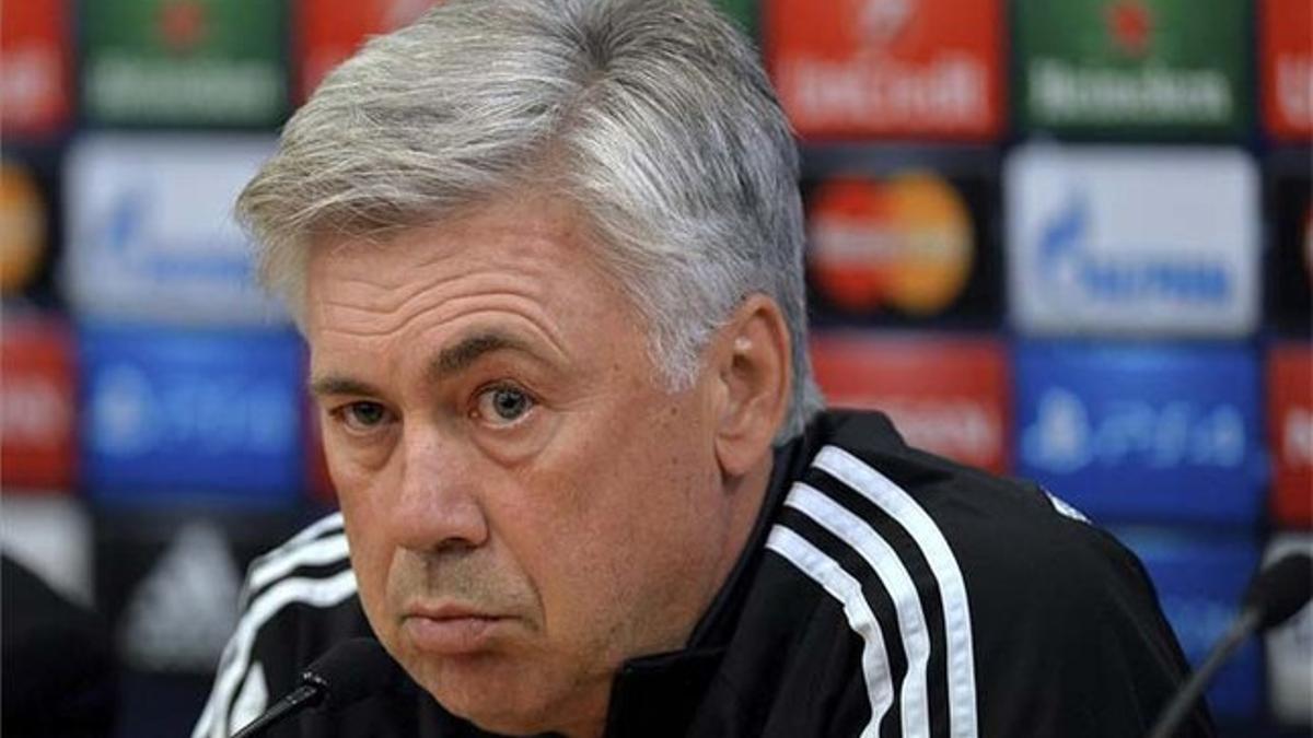 Ancelotti, durante su rueda de prensa de este martes en Liverpool