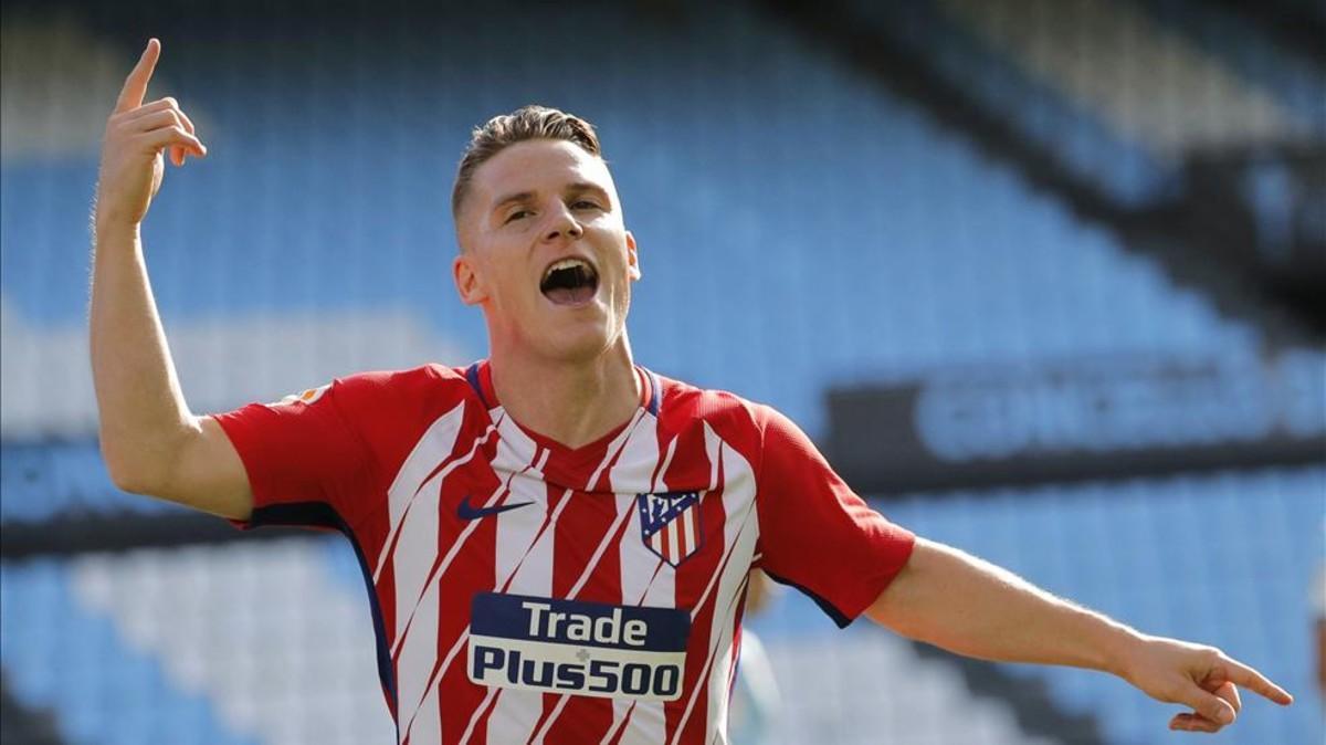 Kevin Gameiro celebrando el tanto del triunfo en Balaídos