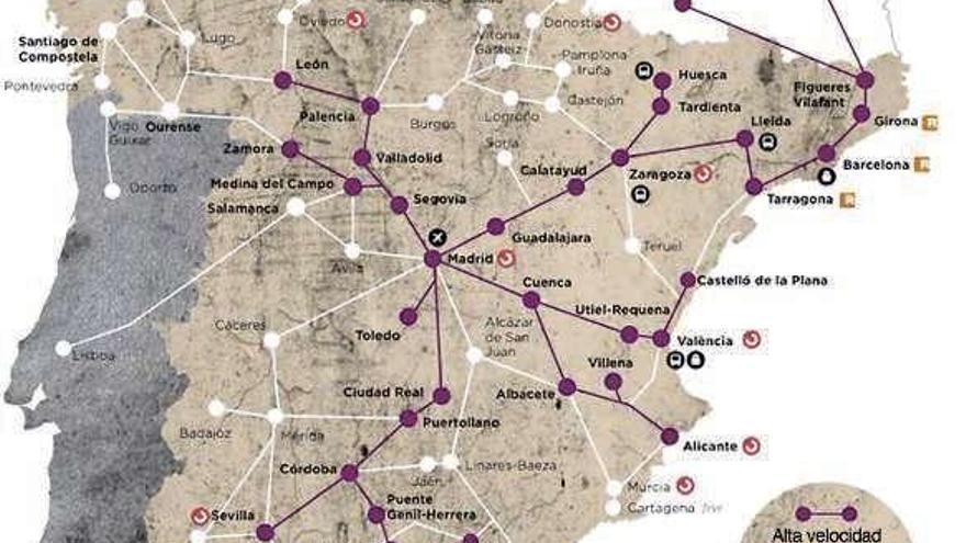 El mapa publicado en la revista de Renfe