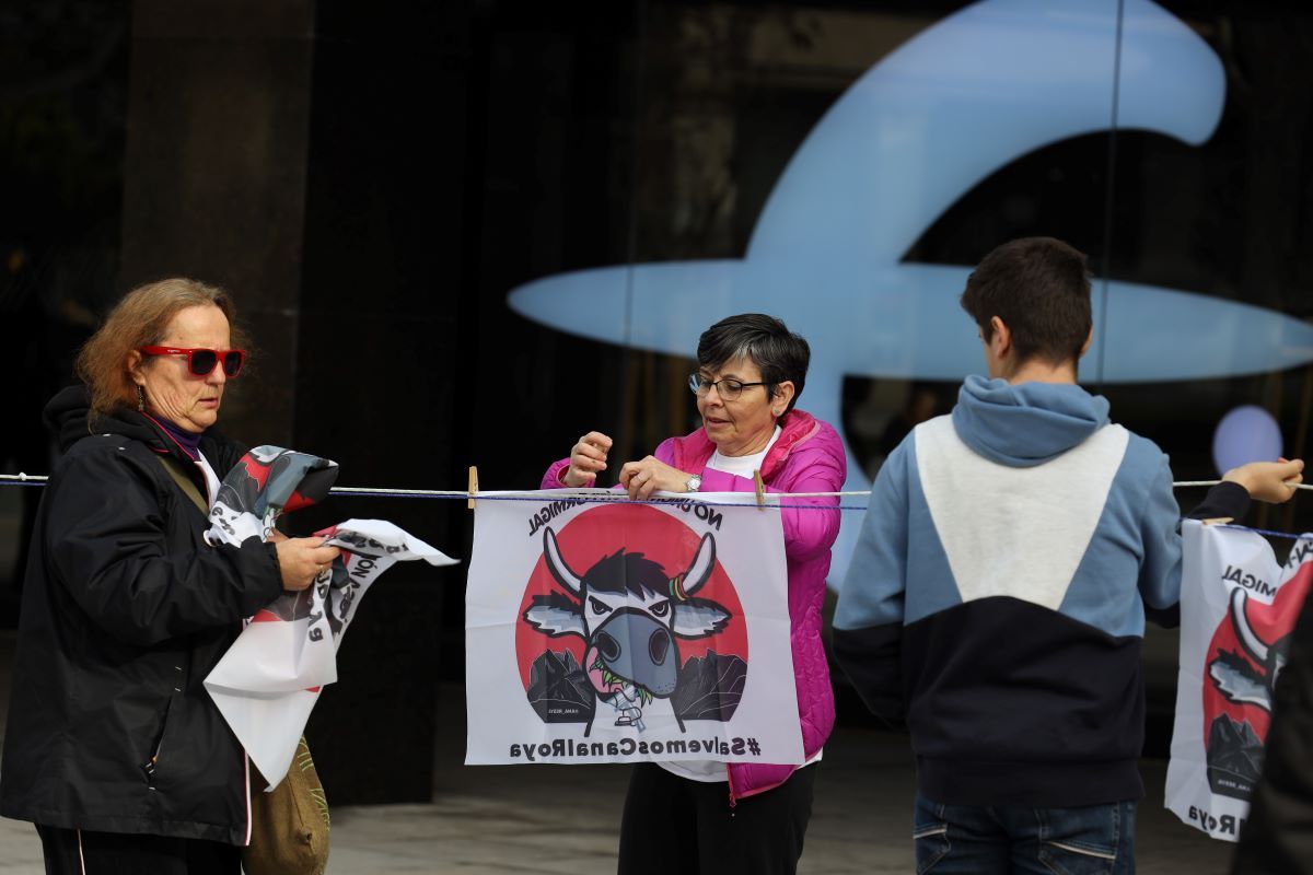 Cadena humana en Zaragoza por la defensa de Canal Roya